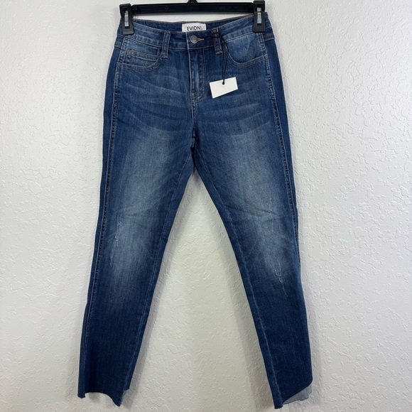 Evidnt Los‎ Angeles Florence straight leg high low hem denim  Blue Women's Jeans - Picture 2 of 10